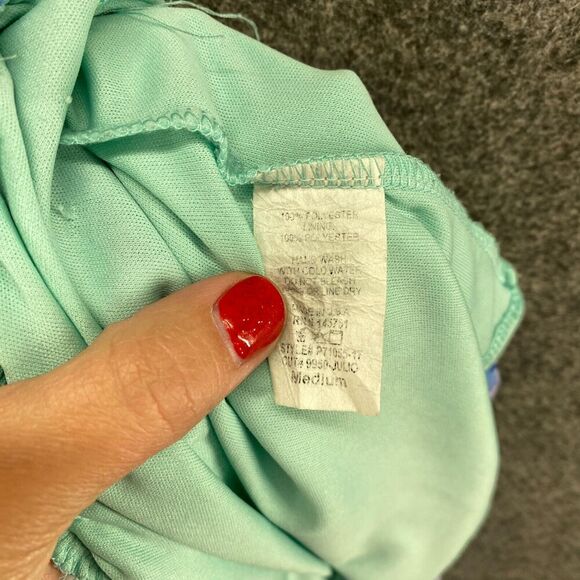 Mod Shorts Women M Medium Green Floral High Rise Hot Pants Pull On Lined Casual - Picture 10 of 11